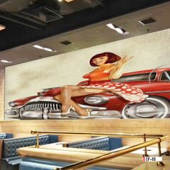 TRANH VẢI DÁN TƯỜNG 3D NHÀ HÀNG, CAFE - MÃ CF-03