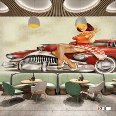 TRANH VẢI DÁN TƯỜNG 3D NHÀ HÀNG, CAFE - MÃ CF-03