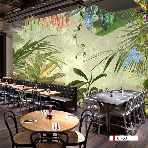 TRANH VẢI DÁN TƯỜNG 3D NHÀ HÀNG, CAFE - TRANH DÁN TƯỜNG TROPICAL NHIỆT ĐỚI | MÃ CF-60