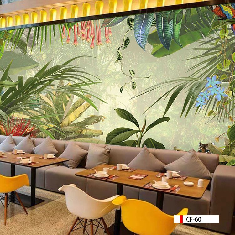 TRANH VẢI DÁN TƯỜNG 3D NHÀ HÀNG, CAFE - TRANH DÁN TƯỜNG TROPICAL NHIỆT ĐỚI | MÃ CF-60