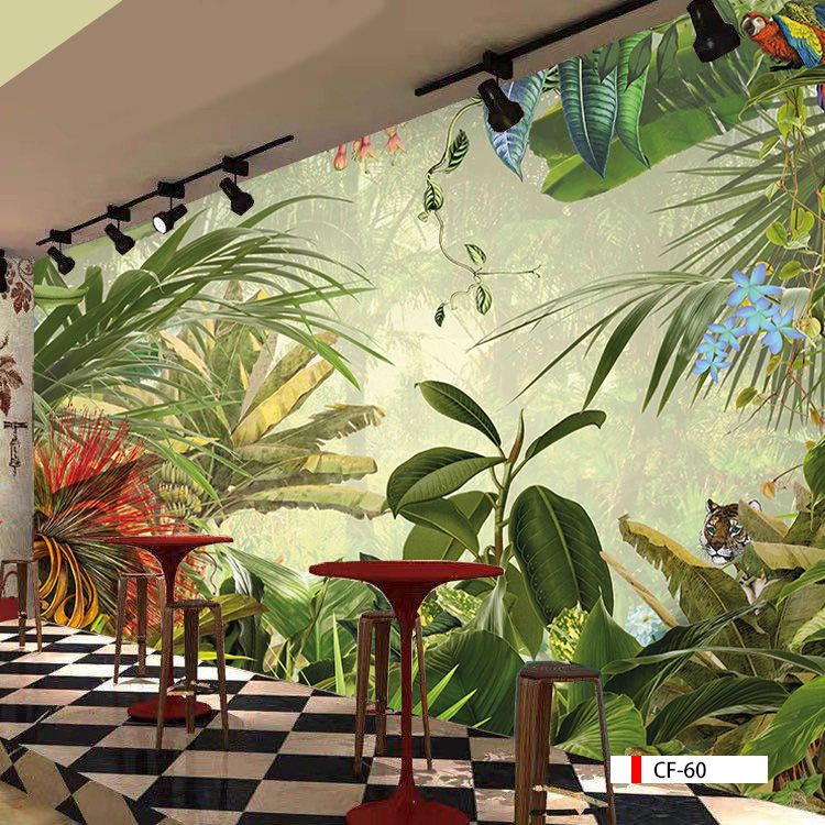 TRANH VẢI DÁN TƯỜNG 3D NHÀ HÀNG, CAFE - TRANH DÁN TƯỜNG TROPICAL NHIỆT ĐỚI | MÃ CF-60