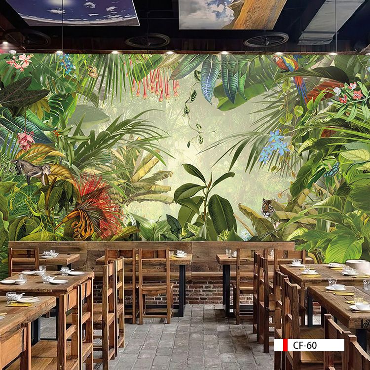 TRANH VẢI DÁN TƯỜNG 3D NHÀ HÀNG, CAFE - TRANH DÁN TƯỜNG TROPICAL NHIỆT ĐỚI | MÃ CF-60