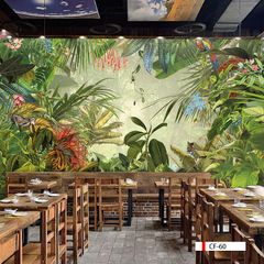 TRANH VẢI DÁN TƯỜNG 3D NHÀ HÀNG, CAFE - TRANH DÁN TƯỜNG TROPICAL NHIỆT ĐỚI | MÃ CF-60
