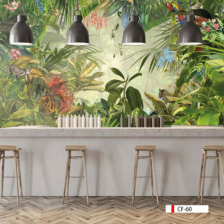 TRANH VẢI DÁN TƯỜNG 3D NHÀ HÀNG, CAFE - TRANH DÁN TƯỜNG TROPICAL NHIỆT ĐỚI | MÃ CF-60