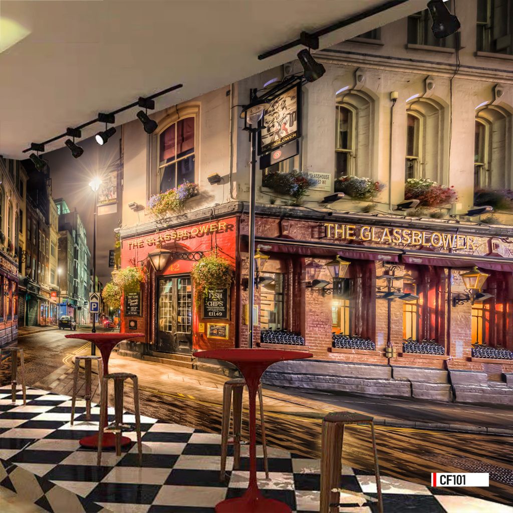 TRANH VẢI DÁN TƯỜNG 3D NHÀ HÀNG, CAFE - MÃ CF101