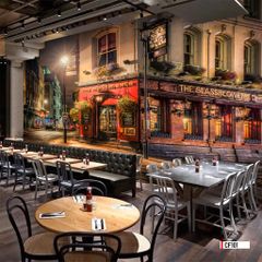 TRANH VẢI DÁN TƯỜNG 3D NHÀ HÀNG, CAFE - MÃ CF101
