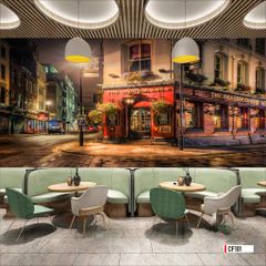 TRANH VẢI DÁN TƯỜNG 3D NHÀ HÀNG, CAFE - MÃ CF101
