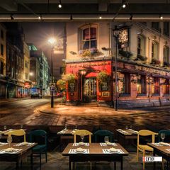 TRANH VẢI DÁN TƯỜNG 3D NHÀ HÀNG, CAFE - MÃ CF101