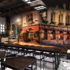 TRANH VẢI DÁN TƯỜNG 3D NHÀ HÀNG, CAFE - MÃ CF101