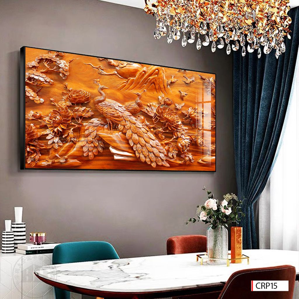 BST69 - TRANH TREO TƯỜNG - TRANG TRÍ PHÒNG KHÁCH, SAU SOFA - CHỦ ĐỀ TRANH RỒNG BAY PHƯỢNG MÚA - KHỔ LỚN