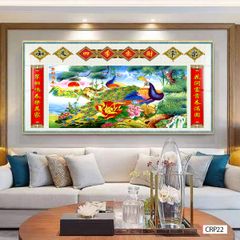BST69 - TRANH TREO TƯỜNG - TRANG TRÍ PHÒNG KHÁCH, SAU SOFA - CHỦ ĐỀ TRANH RỒNG BAY PHƯỢNG MÚA - KHỔ LỚN
