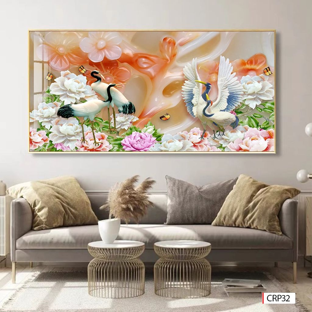BST69 - TRANH TREO TƯỜNG - TRANG TRÍ PHÒNG KHÁCH, SAU SOFA - CHỦ ĐỀ TRANH RỒNG BAY PHƯỢNG MÚA - KHỔ LỚN