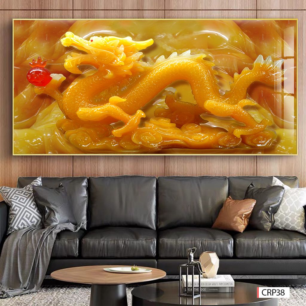 BST69 - TRANH TREO TƯỜNG - TRANG TRÍ PHÒNG KHÁCH, SAU SOFA - CHỦ ĐỀ TRANH RỒNG BAY PHƯỢNG MÚA - KHỔ LỚN