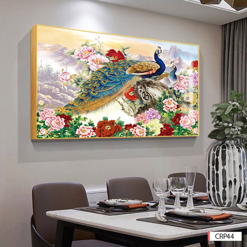 BST80 - TRANH TREO TƯỜNG - TRANH CÔNG RỒNG PHƯỢNG HỔ - TRANG TRÍ PHÒNG KHÁCH, SAU SOFA - TRANH NGANG