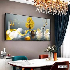 BST81 - TRANH TREO TƯỜNG - TRANG TRÍ PHÒNG KHÁCH, SAU SOFA, PHÒNG NGỦ - CHỦ ĐỀ LÔNG VŨ, THIÊN NGA, LÁ BẠCH QUẢ - KHỔ LỚN