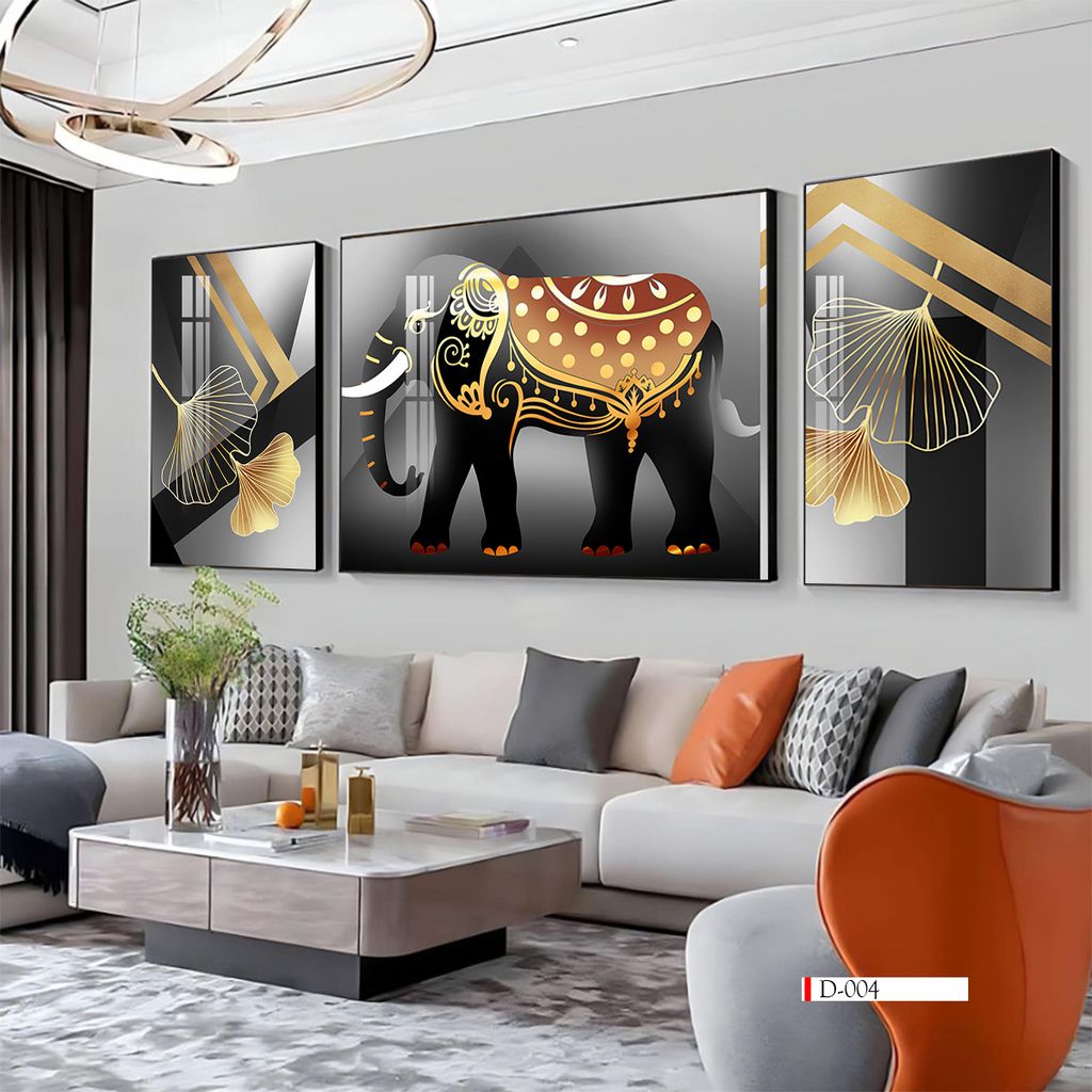 TRANH TREO PHÒNG KHÁCH HIỆN ĐẠI TRỪU TƯỢNG - TRANH GHÉP BỘ 3 BỨC | MÃ D-004