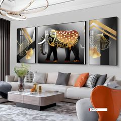 TRANH TREO PHÒNG KHÁCH HIỆN ĐẠI TRỪU TƯỢNG - TRANH GHÉP BỘ 3 BỨC | MÃ D-004