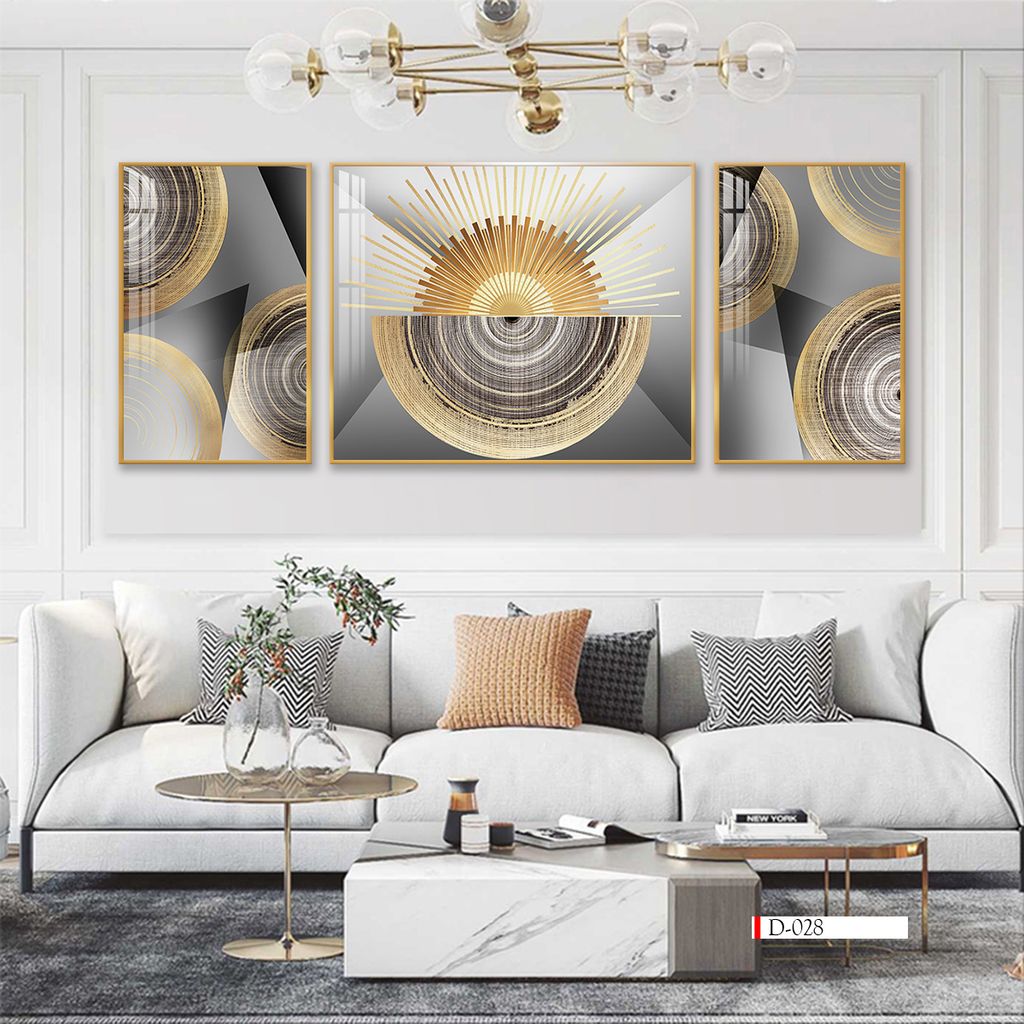 TRANH TREO PHÒNG KHÁCH HIỆN ĐẠI TRỪU TƯỢNG - TRANH GHÉP BỘ 3 BỨC | MÃ D-028