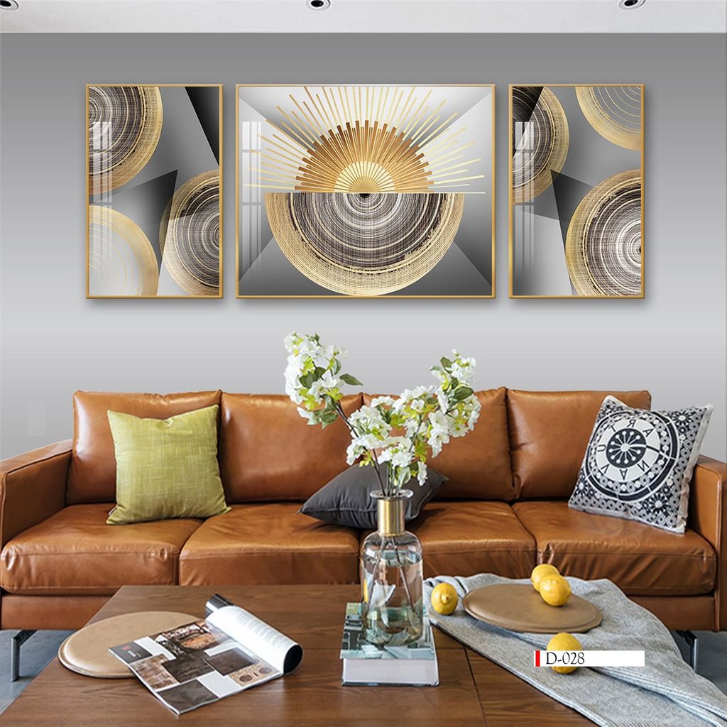 TRANH TREO PHÒNG KHÁCH HIỆN ĐẠI TRỪU TƯỢNG - TRANH GHÉP BỘ 3 BỨC | MÃ D-028