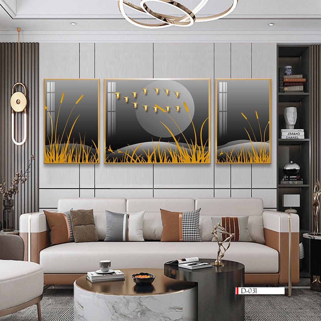 TRANH TREO PHÒNG KHÁCH HIỆN ĐẠI TRỪU TƯỢNG - TRANH GHÉP BỘ 3 BỨC | MÃ D-031