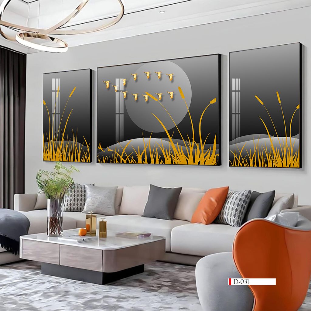 TRANH TREO PHÒNG KHÁCH HIỆN ĐẠI TRỪU TƯỢNG - TRANH GHÉP BỘ 3 BỨC | MÃ D-031
