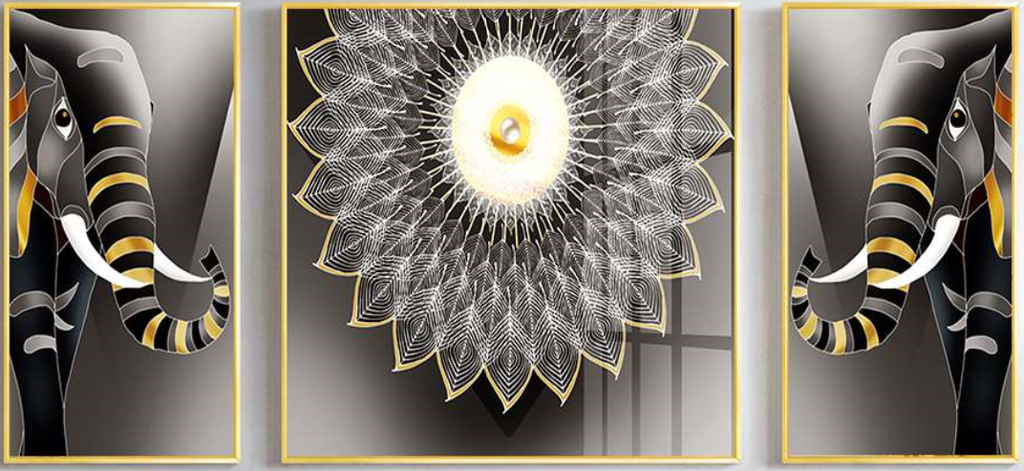 TRANH TREO PHÒNG KHÁCH HIỆN ĐẠI TRỪU TƯỢNG - TRANH GHÉP BỘ 3 BỨC | MÃ D-043