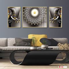 TRANH TREO PHÒNG KHÁCH HIỆN ĐẠI TRỪU TƯỢNG - TRANH GHÉP BỘ 3 BỨC | MÃ D-043