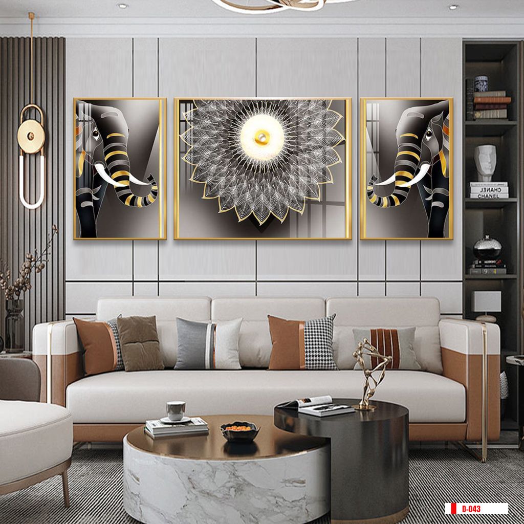 TRANH TREO PHÒNG KHÁCH HIỆN ĐẠI TRỪU TƯỢNG - TRANH GHÉP BỘ 3 BỨC | MÃ D-043