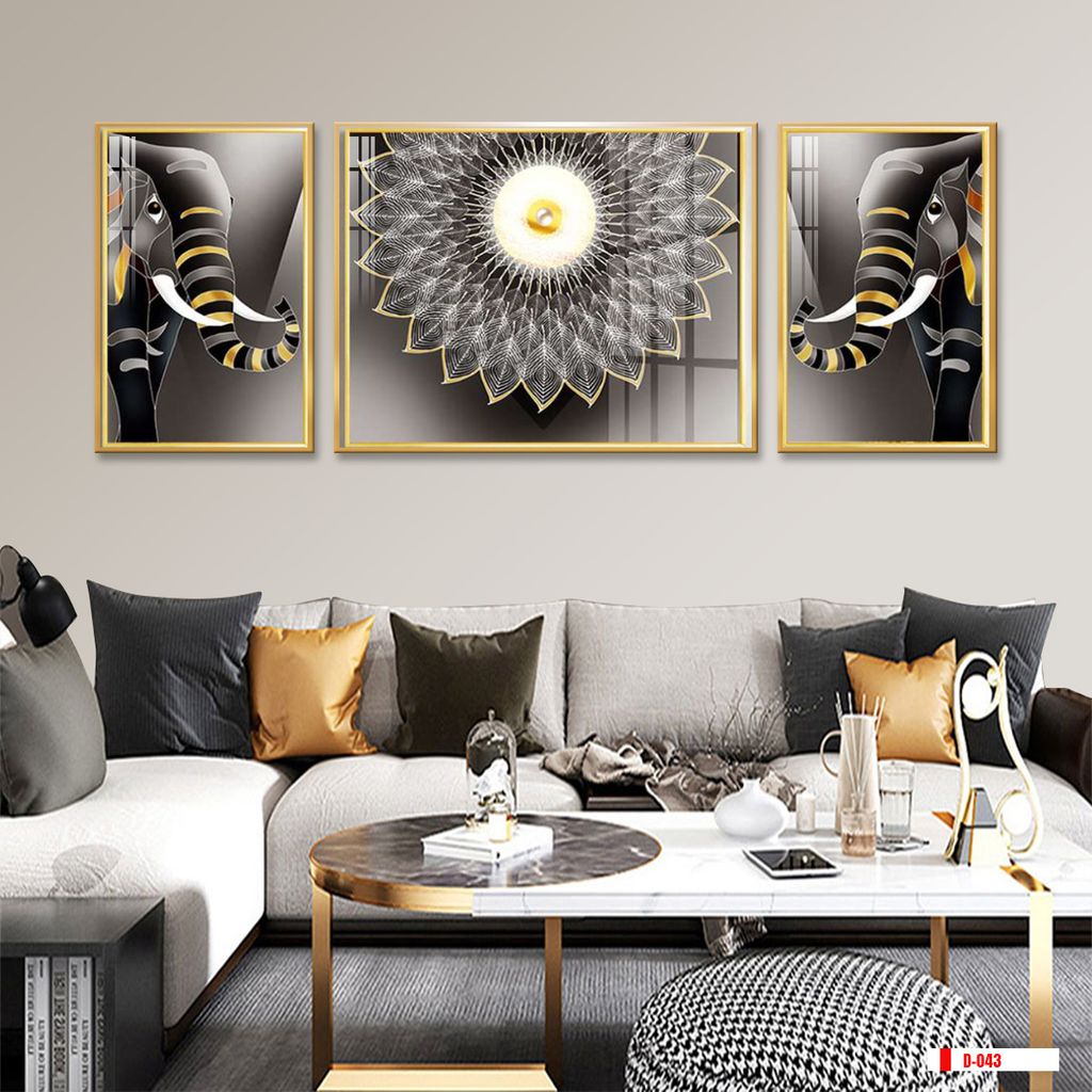 TRANH TREO PHÒNG KHÁCH HIỆN ĐẠI TRỪU TƯỢNG - TRANH GHÉP BỘ 3 BỨC | MÃ D-043