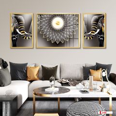 TRANH TREO PHÒNG KHÁCH HIỆN ĐẠI TRỪU TƯỢNG - TRANH GHÉP BỘ 3 BỨC | MÃ D-043