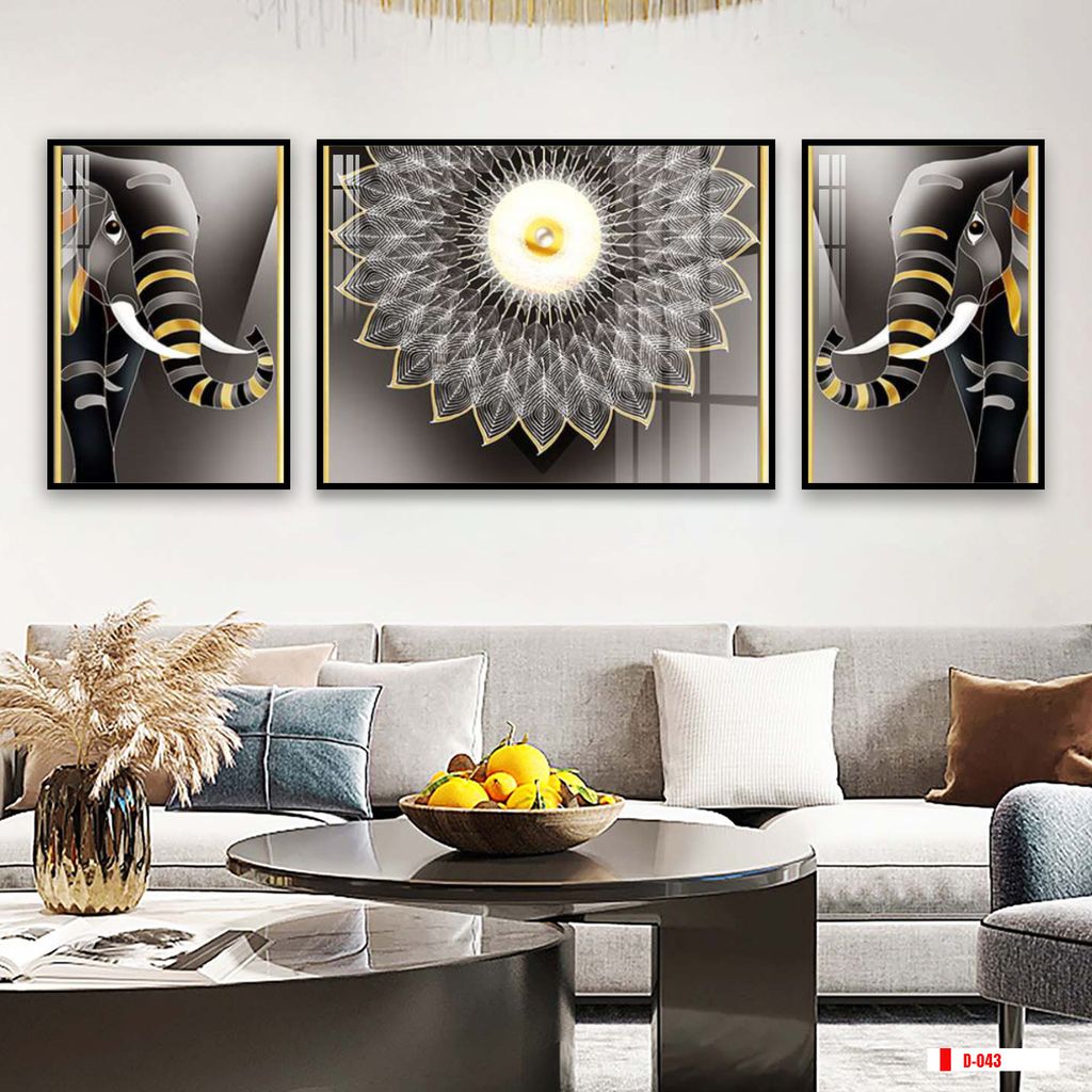 TRANH TREO PHÒNG KHÁCH HIỆN ĐẠI TRỪU TƯỢNG - TRANH GHÉP BỘ 3 BỨC | MÃ D-043