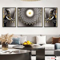 TRANH TREO PHÒNG KHÁCH HIỆN ĐẠI TRỪU TƯỢNG - TRANH GHÉP BỘ 3 BỨC | MÃ D-043