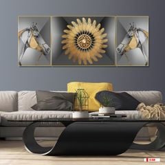 TRANH TREO PHÒNG KHÁCH HIỆN ĐẠI TRỪU TƯỢNG - TRANH GHÉP BỘ 3 BỨC | MÃ D-050