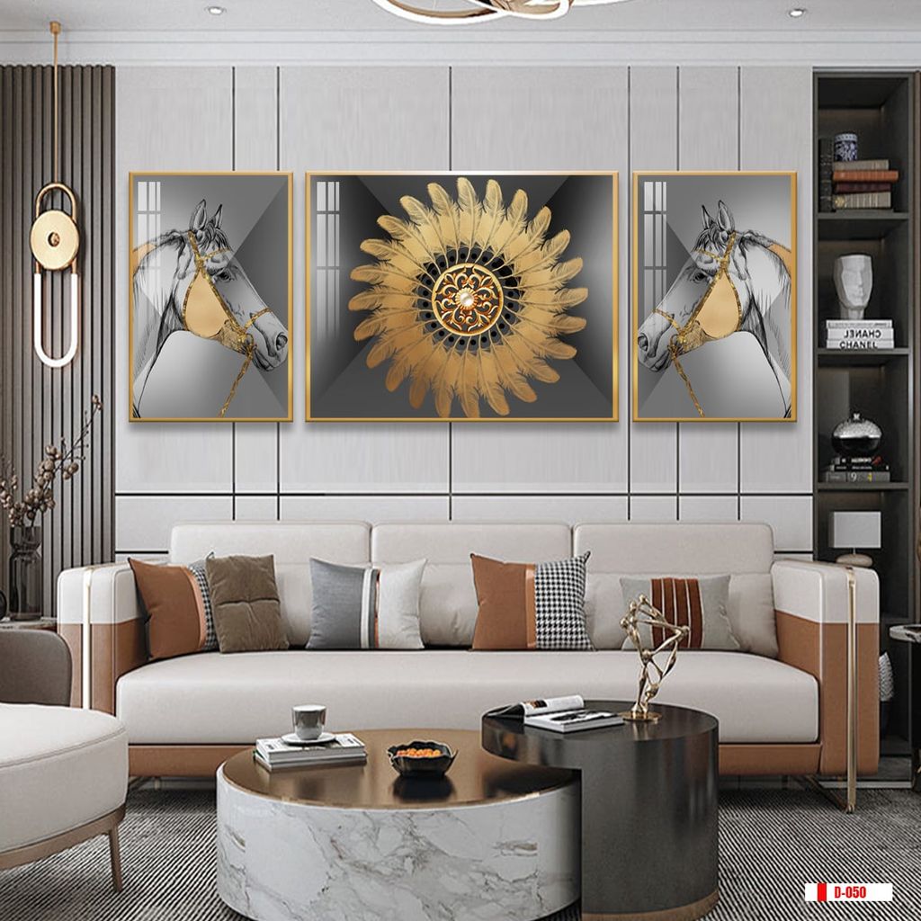 TRANH TREO PHÒNG KHÁCH HIỆN ĐẠI TRỪU TƯỢNG - TRANH GHÉP BỘ 3 BỨC | MÃ D-050