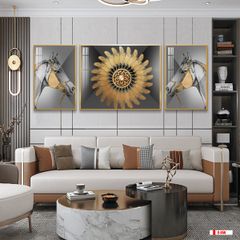 TRANH TREO PHÒNG KHÁCH HIỆN ĐẠI TRỪU TƯỢNG - TRANH GHÉP BỘ 3 BỨC | MÃ D-050