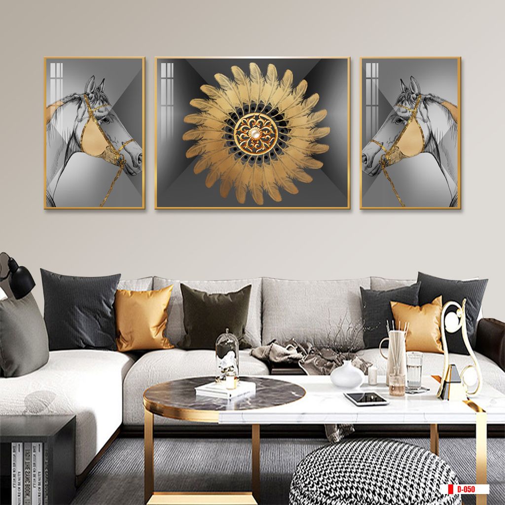 TRANH TREO PHÒNG KHÁCH HIỆN ĐẠI TRỪU TƯỢNG - TRANH GHÉP BỘ 3 BỨC | MÃ D-050