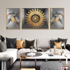 TRANH TREO PHÒNG KHÁCH HIỆN ĐẠI TRỪU TƯỢNG - TRANH GHÉP BỘ 3 BỨC | MÃ D-050