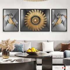 TRANH TREO PHÒNG KHÁCH HIỆN ĐẠI TRỪU TƯỢNG - TRANH GHÉP BỘ 3 BỨC | MÃ D-050