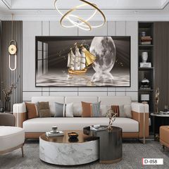 TRANH TREO TƯỜNG KHUNG HỢP KIM TITAN - TRANG TRÍ PHÒNG KHÁCH, SAU SOFA - CHỦ ĐỀ THUẬN BUỒM XUÔI GIÓ - MÃ: D-058