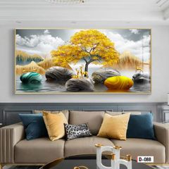TRANH TREO TƯỜNG - TRANH TREO PHÒNG KHÁCH, PHÒNG ĂN - TRANH HƯƠU TÀI LỘC - KHỔ LỚN | Mã D-088