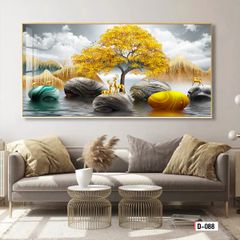 TRANH TREO TƯỜNG - TRANH TREO PHÒNG KHÁCH, PHÒNG ĂN - TRANH HƯƠU TÀI LỘC - KHỔ LỚN | Mã D-088