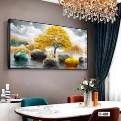 TRANH TREO TƯỜNG - TRANH TREO PHÒNG KHÁCH, PHÒNG ĂN - TRANH HƯƠU TÀI LỘC - KHỔ LỚN | Mã D-088
