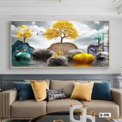 TRANH TREO TƯỜNG - TRANH TREO PHÒNG KHÁCH, PHÒNG ĂN - TRANH HƯƠU TÀI LỘC - KHỔ LỚN | Mã D-098