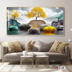TRANH TREO TƯỜNG - TRANH TREO PHÒNG KHÁCH, PHÒNG ĂN - TRANH HƯƠU TÀI LỘC - KHỔ LỚN | Mã D-098