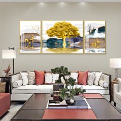 TRANH TREO TƯỜNG PHÒNG KHÁCH - TRANH HƯƠU TÀI LỘC GHÉP BỘ 3 BỨC | MÃ D-106