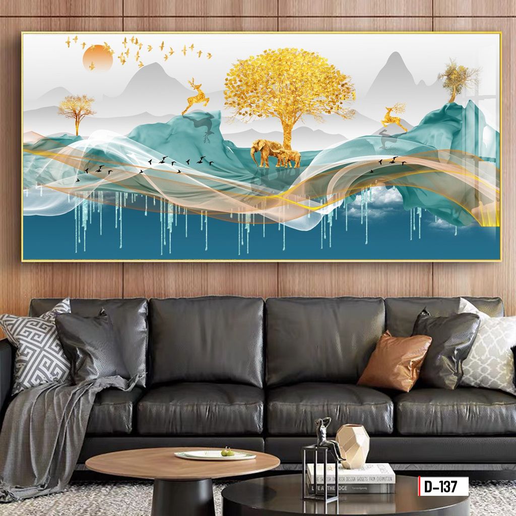 TRANH TREO TƯỜNG - TRANH TREO PHÒNG KHÁCH, PHÒNG ĂN - TRANH HƯƠU TÀI LỘC - KHỔ LỚN | Mã D-137