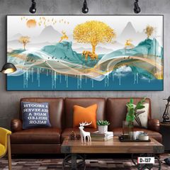 TRANH TREO TƯỜNG - TRANH TREO PHÒNG KHÁCH, PHÒNG ĂN - TRANH HƯƠU TÀI LỘC - KHỔ LỚN | Mã D-137