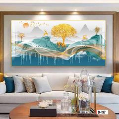 TRANH TREO TƯỜNG - TRANH TREO PHÒNG KHÁCH, PHÒNG ĂN - TRANH HƯƠU TÀI LỘC - KHỔ LỚN | Mã D-137