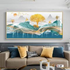 TRANH TREO TƯỜNG - TRANH TREO PHÒNG KHÁCH, PHÒNG ĂN - TRANH HƯƠU TÀI LỘC - KHỔ LỚN | Mã D-137