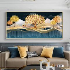 TRANH TREO TƯỜNG - TRANH TREO PHÒNG KHÁCH, PHÒNG ĂN - TRANH HƯƠU TÀI LỘC - KHỔ LỚN | Mã D-141